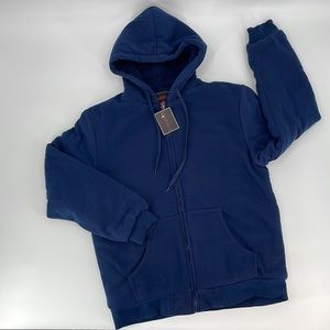 Espada Sherpa Lined Fleece Hoodie Full Zip Sweatshirt Jacket Navy Blue Men's L